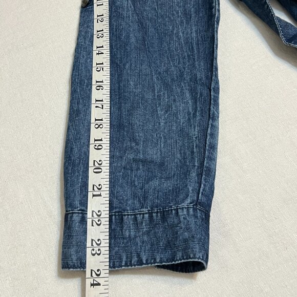 Ashley Stewart Denim Shirt Dress Size 12 Belted Midi Blue Chambray Button Down - Picture 11 of 11